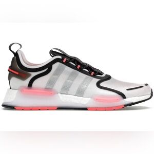 Adidas White and Black Sneakers with Neon Accents